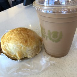 Taro bun and HK iced milk tea Taro bun and HK iced milk tea