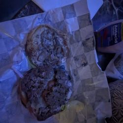 Pit Stop Koney Island - Look at this burger!!! It' cost me almost 30$ for 2 and can't even eat them. Crooks!!!
