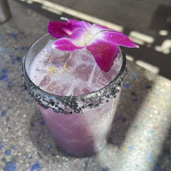 Tamarindo Del Mar - The Breeder's Marg with lavender syrup, black salt, and gold flakes - Mexican Near Me - Del Mar, California Tamarindo Del Mar - The Breeder's Marg with lavender syrup, black salt, and gold flakes - Mexican Near Me - Del Mar, California