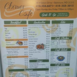 Chimes Cafe - Menu