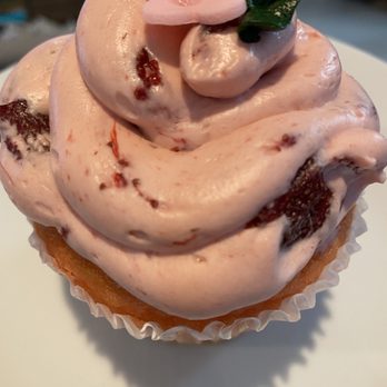Noland's Cake Shop - Strawberry fields cupcake. Frosting has pieces of strawberry. - Bakeries Near Me - Pleasanton, California Noland's Cake Shop - Strawberry fields cupcake. Frosting has pieces of strawberry. - Bakeries Near Me - Pleasanton, California