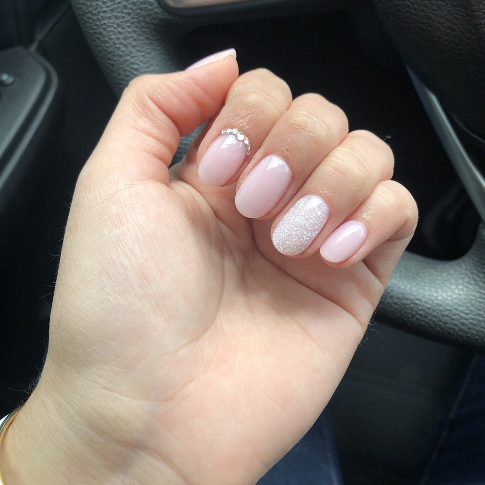 Simple short nails with some bling Simple short nails with some bling