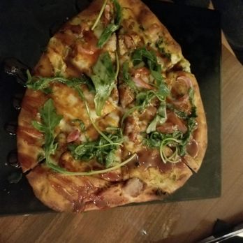 Bin 216 - California Chicken Flatbread with 3 pcs of diced chicken and no artichokes, variously??? - Tapas/Small Plates Near Me - Cleveland, Ohio Bin 216 - California Chicken Flatbread with 3 pcs of diced chicken and no artichokes, variously??? - Tapas/Small Plates Near Me - Cleveland, Ohio