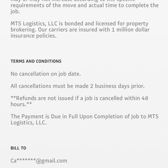 MTS Logistics - Last art of invoice - Shipping Centers Near Me