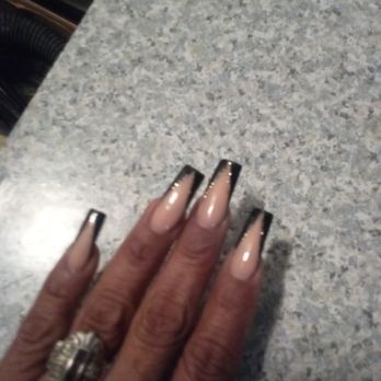 Lily Nail & Lash - V french tip black with gold thin line - Nail Salons Near Me - Fontana, California Lily Nail & Lash - V french tip black with gold thin line - Nail Salons Near Me - Fontana, California