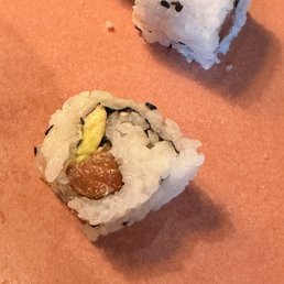 Salmon Avocado roll - filled with more rice than fish or avocado.