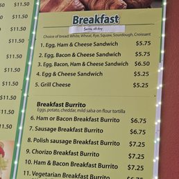 breakfast menu