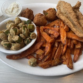 Soul Fish Cafe - 2 pc fish plate $16: fried okra and sweet potato fries - Seafood Near Me - Memphis, Tennessee Soul Fish Cafe - 2 pc fish plate $16: fried okra and sweet potato fries - Seafood Near Me - Memphis, Tennessee
