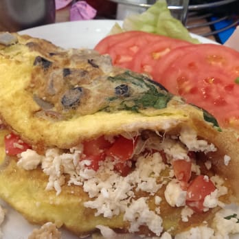 Beach Break Cafe - Greek omelet with tomato slices - Breakfast & Brunch Near Me - Oceanside, California Beach Break Cafe - Greek omelet with tomato slices - Breakfast & Brunch Near Me - Oceanside, California