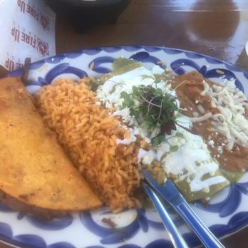 Fire Up Grill - Combo with beef taco and chicken enchilada with green sauce. Really good flavors. - Bars Near Me - Riverside, California