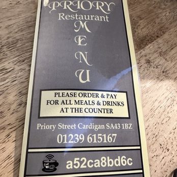 Priory Restaurant - Lé meñu / Restaurant info - British Near Me - Cardigan, CGN