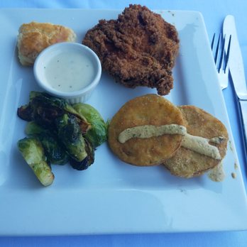 Daniel George - Fried Chicken, Fried Green Tomatoes,  and Brussel Sprouts  #Delicious - New American Near Me - Mountain Brook, Alabama