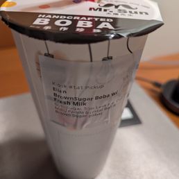 Love the Panda (crystal ball and brown sugar boba) and being able to substitute with oat milk Love the Panda (crystal ball and brown sugar boba) and being able to substitute with oat milk