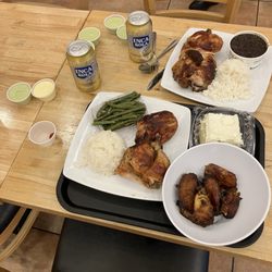 Alpaca Chicken - Dark meat half chicken, plantains, and tres leches cake.