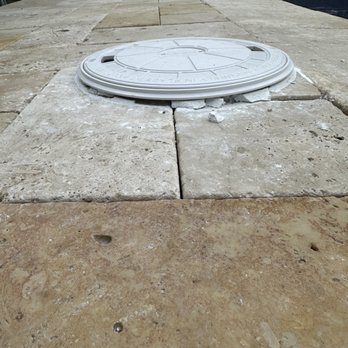 O.P. Pool Leak Detections - Skimmer Grouting falling apart, skimmer installed too high, loose pavers - Pool & Hot Tub Service Near Me - Miami, Florida