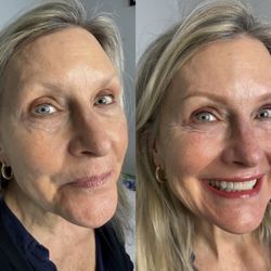 Permanent Makeup by Hanna Semenova - Before / After  True Tone permanent makeup: brows, eyeliner, lips. Once healed, the color will fade ~40% for a very natural look.