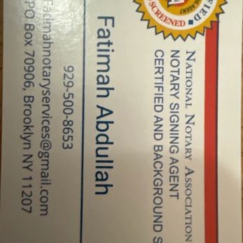 Fatimah's Notary Services - Notaries Near Me Fatimah's Notary Services - Notaries Near Me
