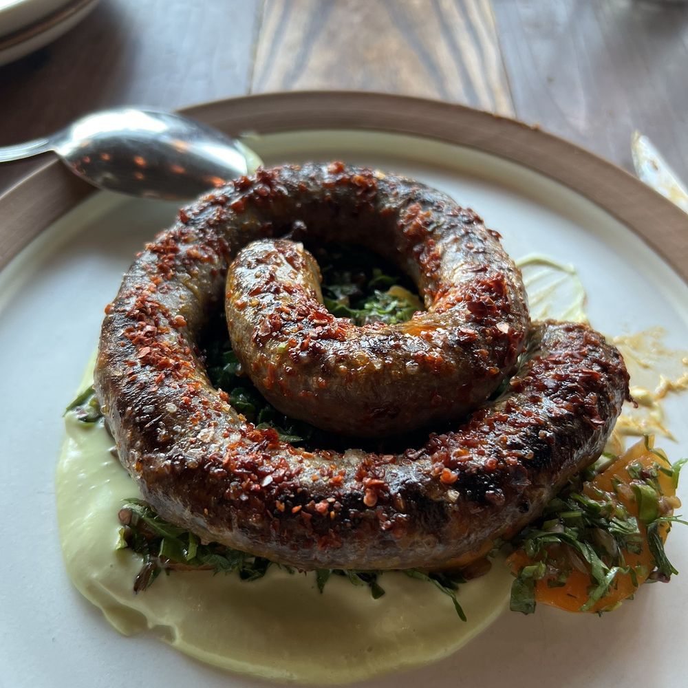 Rustic Canyon - Lamb sausage. Does this appeal to you from the presentation? - Wine Bars Near Me - Santa Monica, California Rustic Canyon - Lamb sausage. Does this appeal to you from the presentation? - Wine Bars Near Me - Santa Monica, California