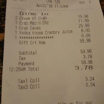 Captain James Landing - Our bill after Groupon - Seafood Near Me - Baltimore, Maryland Captain James Landing - Our bill after Groupon - Seafood Near Me - Baltimore, Maryland