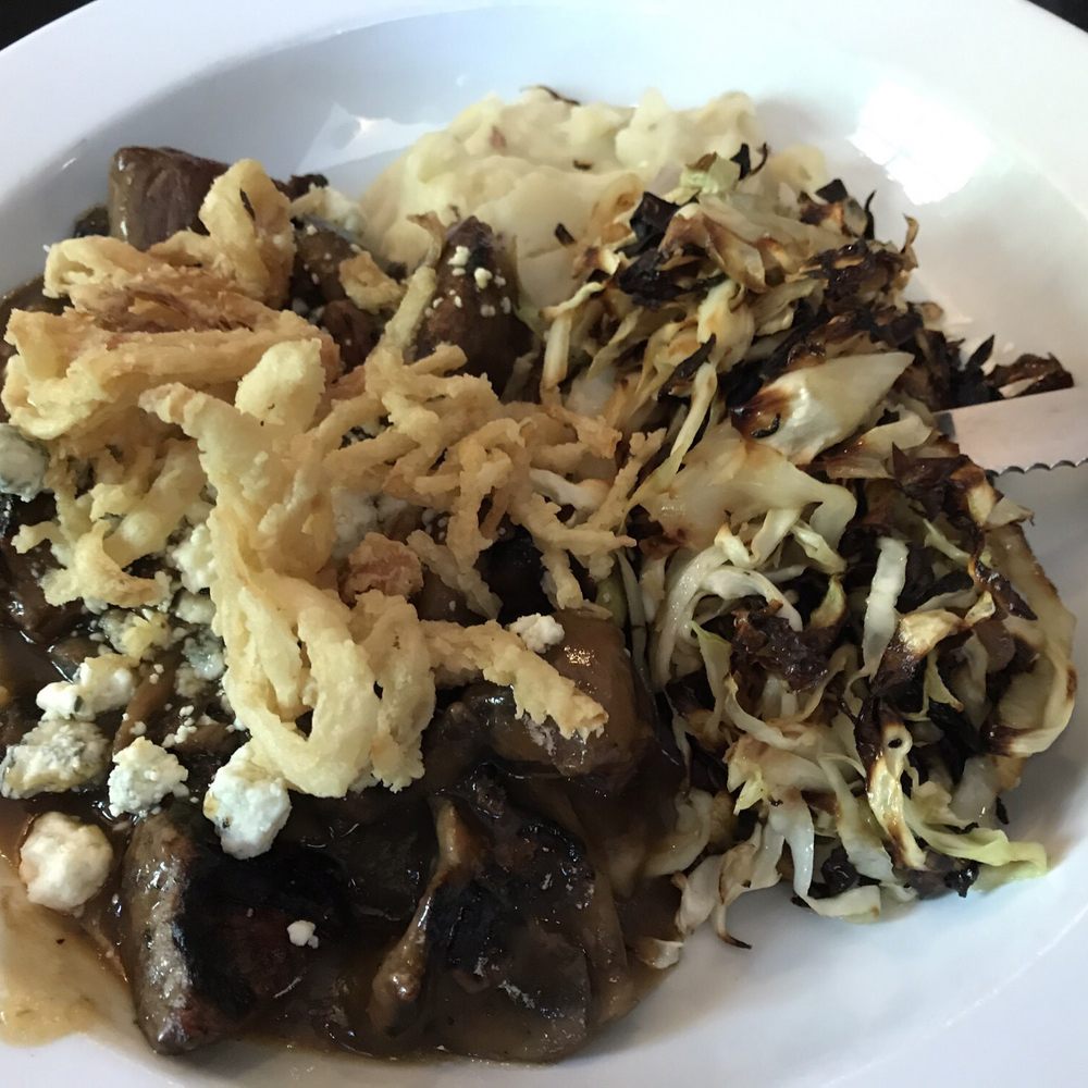 Grill37 - My burnt tips Montreal with that nasty cabbage. - American Near Me - Pomfret, Connecticut