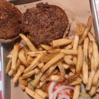 Armadillo Willy's BBQ - large portion of fries with the flat iron hamburger - American Near Me - Sunnyvale, California