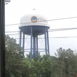 Orangeland Seafood - View of the Florence water tower from inside restaurant