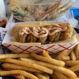 Po boy sandwich and crab boil Po boy sandwich and crab boil
