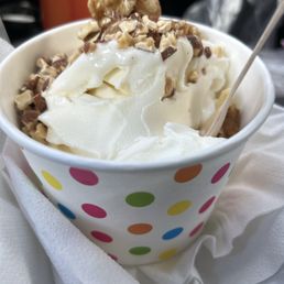 Tart flavor in a fun cup w nuts. Tart flavor in a fun cup w nuts.