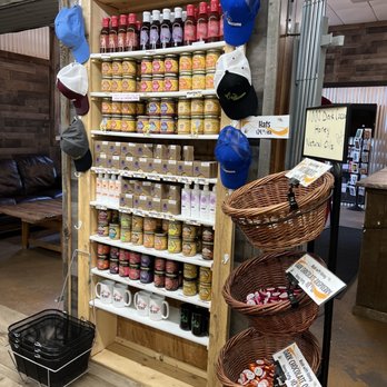 Queen Bee Gardens - a display of various products - Honey Near Me - Granby, Colorado