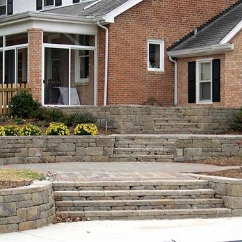 Greenscape Construction - a brick patio and steps leading to a house - Landscaping Near Me Greenscape Construction - a brick patio and steps leading to a house - Landscaping Near Me