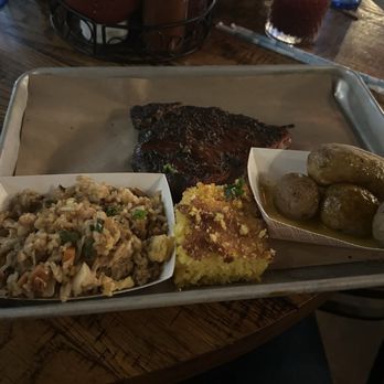 Dinosaur Bar-B-Que - 1/4 Rack Ribs BBQ fried rice and salt potatoes - Barbeque Near Me - New York, New York Dinosaur Bar-B-Que - 1/4 Rack Ribs BBQ fried rice and salt potatoes - Barbeque Near Me - New York, New York