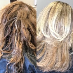 Mia Taylor Salon - Before and after keratin and highlight by Janine