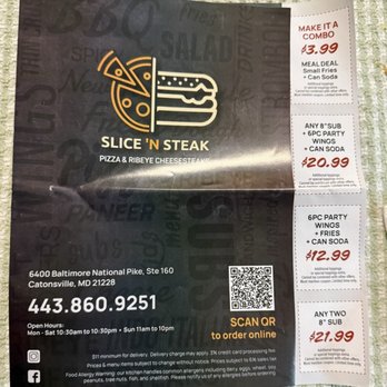 Slice ‘N Steak - Menu coupons (Jul 2026) - Sandwiches Near Me - Catonsville, Maryland Slice ‘N Steak - Menu coupons (Jul 2026) - Sandwiches Near Me - Catonsville, Maryland