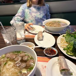 Pho and spring rolls. Pho and spring rolls.