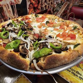 Raffallo's Pizza - Half & Half Raffallo's Special and BBQ Chicken Pizza. - Pizza Near Me - Los Angeles, California Raffallo's Pizza - Half & Half Raffallo's Special and BBQ Chicken Pizza. - Pizza Near Me - Los Angeles, California