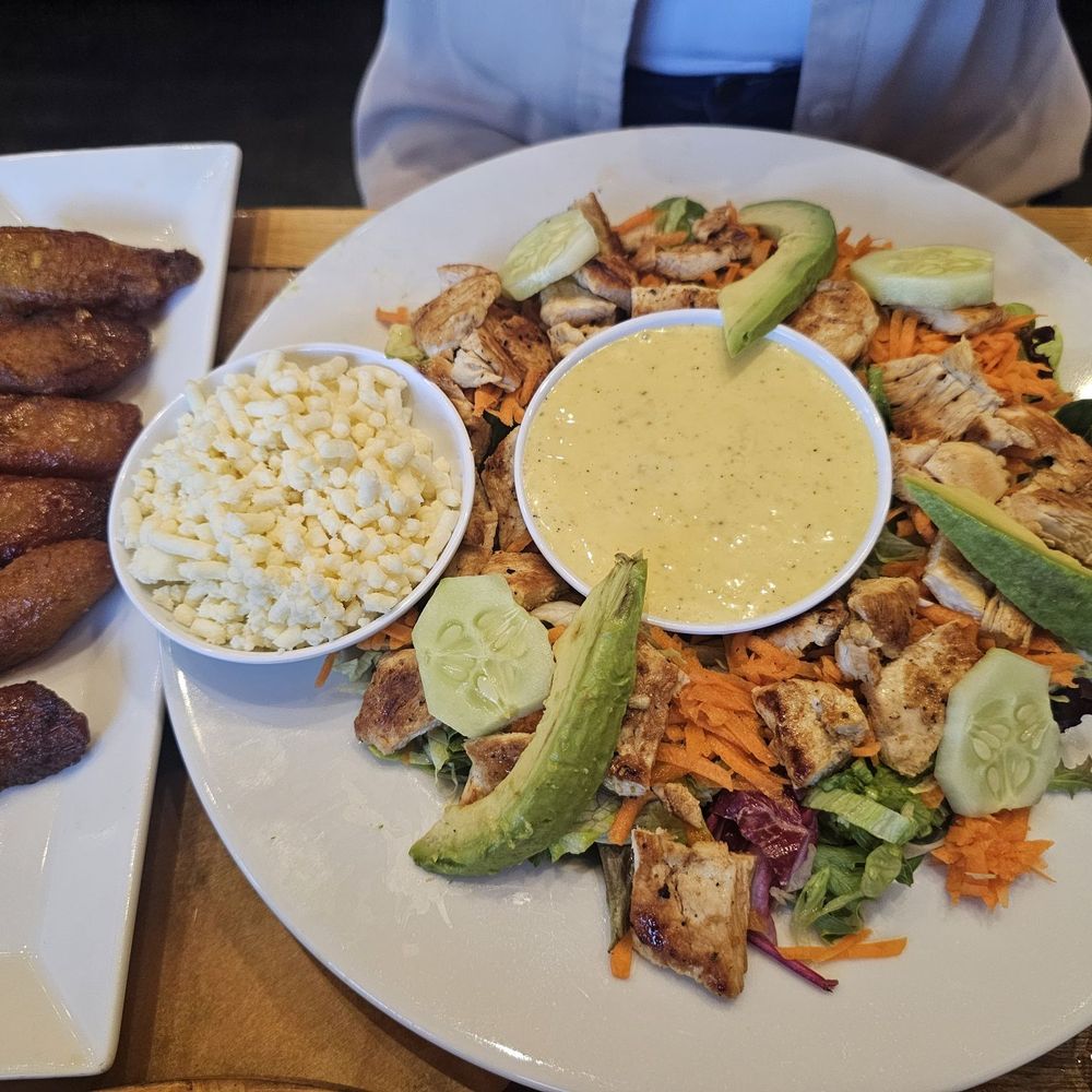 La Casona - Chicken salad ( ensalada la casona) and maduros as side - Colombian Near Me - Central Falls, Rhode Island La Casona - Chicken salad ( ensalada la casona) and maduros as side - Colombian Near Me - Central Falls, Rhode Island