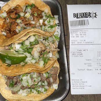 La Bufadora Baja Grill - Ordered 4 tacos and  only got 3!!! Mind you, you only get one salsa for these tacos! Smh - Mexican Near Me - Montclair, California
