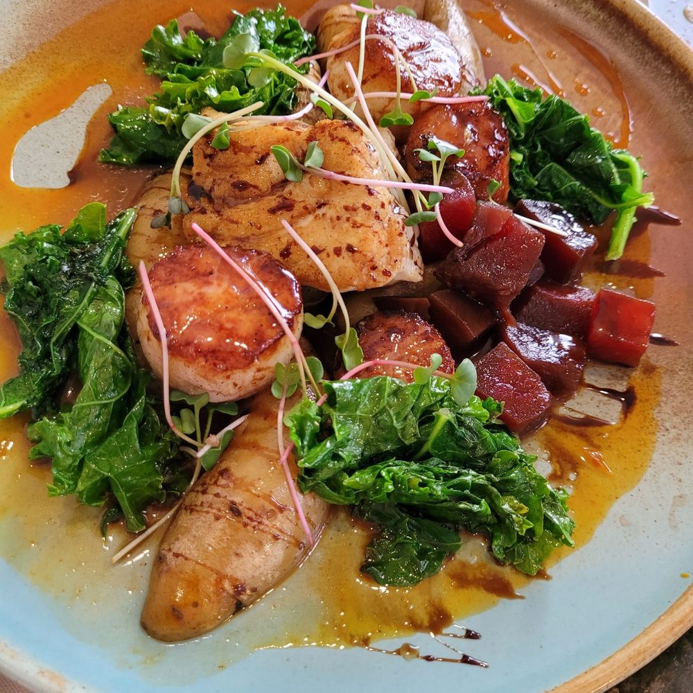 The Black Spruce - Halibut and scallop - Seafood Near Me - Norris Point, Newfoundland and Labrador