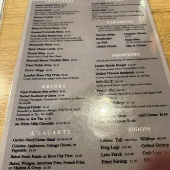 Bill's Steak House & Bar - Menu front - Steakhouses Near Me - Bronson, Michigan