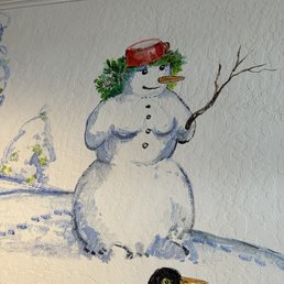 Female snow sculpture mural in hallway over their microwave. Female snow sculpture mural in hallway over their microwave.
