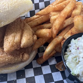 The Fish Guy - Fried Grouper Sandwich, fries and coleslaw - Seafood Near Me - New Port Richey, Florida