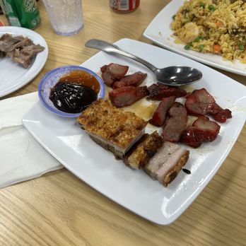 Fat Boy Roasted Delights - C13 two kinds of bbq item (honey bbq pork and pork belly) - Chinese Near Me - Modesto, California Fat Boy Roasted Delights - C13 two kinds of bbq item (honey bbq pork and pork belly) - Chinese Near Me - Modesto, California