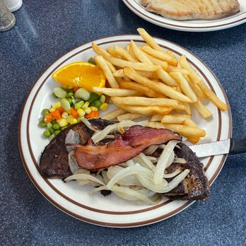 Don's Grill - Liver and onions entree with Fries. - American Near Me - Hilo, Hawaii Don's Grill - Liver and onions entree with Fries. - American Near Me - Hilo, Hawaii