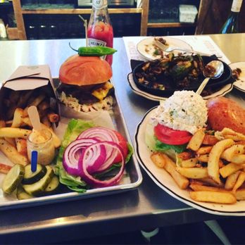 Wicked Sisters - Burger & fries, chicken salad, Brussel sprouts. All amazing. - American Near Me - Baltimore, Maryland Wicked Sisters - Burger & fries, chicken salad, Brussel sprouts. All amazing. - American Near Me - Baltimore, Maryland