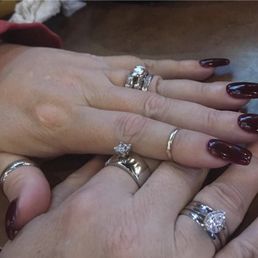 Long square/round nails by Linda.