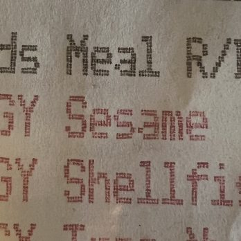 JINYA Ramen Bar - Central Phoenix - Receipt showing the allergies - Ramen Near Me - Phoenix, Arizona JINYA Ramen Bar - Central Phoenix - Receipt showing the allergies - Ramen Near Me - Phoenix, Arizona