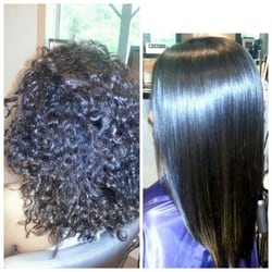 Dollie @ Running with Scissors - Keratin smoothing treatment, before and after! Lasts up to 6 months!