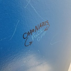 Amtrak - I've got no love for Nazis. You shouldn't either. It sucks seeing Nazi graffiti but it's nice to see people clapback at those fools.