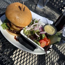 Rodeo Burger and side salad Rodeo Burger and side salad