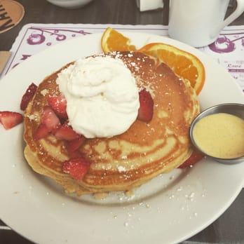 Beach Plum Kitchen - Strawberry shortbread/cake? Pancakes - New American Near Me - Carlsbad, California